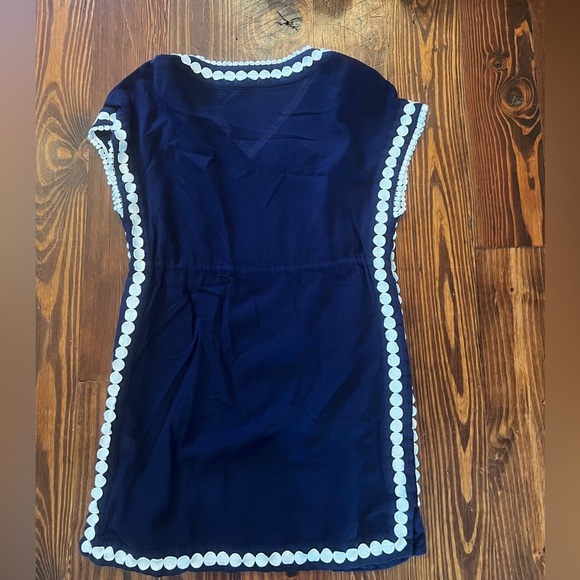 VINEYARD VINES Navy and White Scalloped Drawstring Caftan Swim Coverup Nautical - Picture 6 of 6